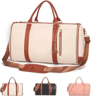 Luux Luuxbagsofficial Women's Travel Duffel Bag, White, 20.5 x 12.5 x 1 inches
