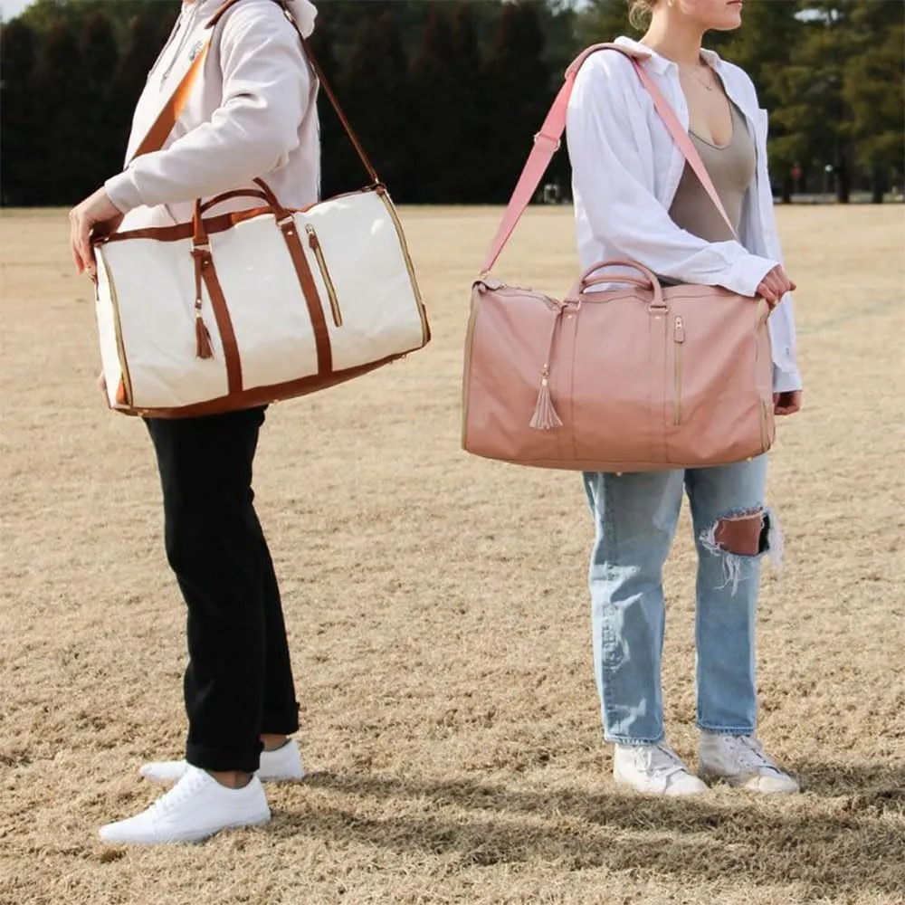 Luxmega Travel Bag, 2 in 1 Luxemega Bag with Wheels, Travel Perfect for Carry On/Garment Bag All In One (Pink)
