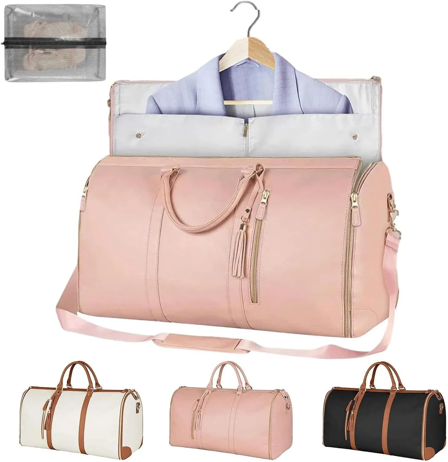 Luxmega Travel Bag, 2 in 1 Luxemega Bag with Wheels, Travel Perfect for Carry On/Garment Bag All In One (Pink)