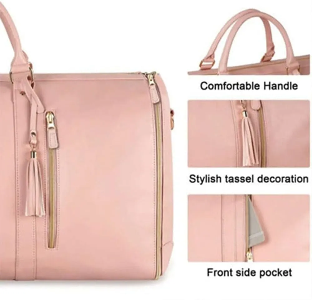 Luxmega Travel Bag, 2 in 1 Luxemega Bag with Wheels, Travel Perfect for Carry On/Garment Bag All In One (Pink)