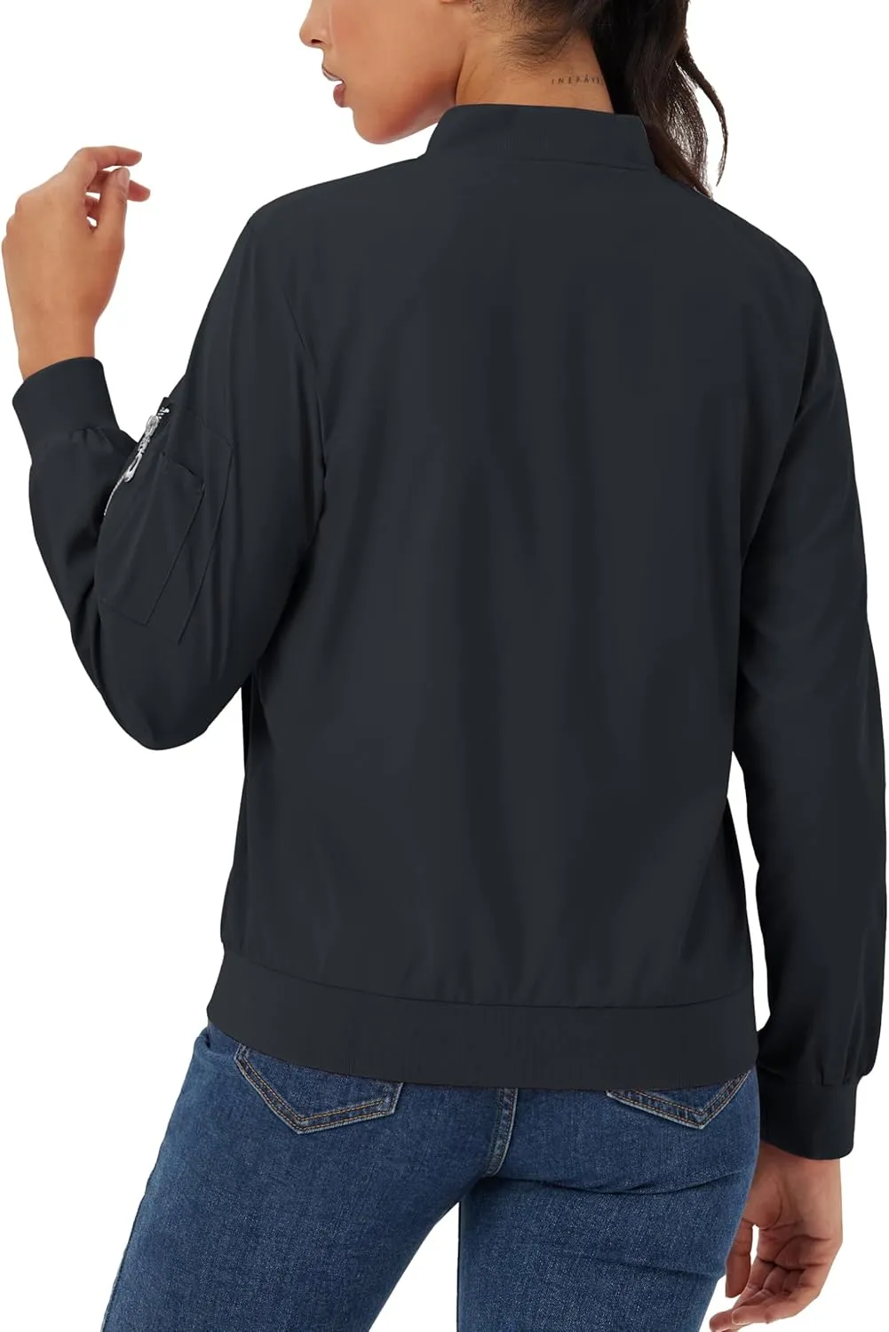 MAGCOMSEN Women's Jacket Lightweight Bomber Jackets 5 Pockets Windbreaker Zip-up Casual Moto Outwear