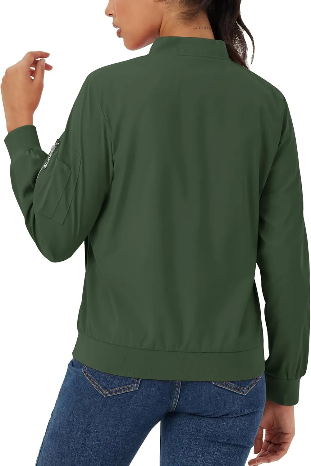 MAGCOMSEN Women's Jacket Lightweight Bomber Jackets 5 Pockets Windbreaker Zip-up Casual Moto Outwear