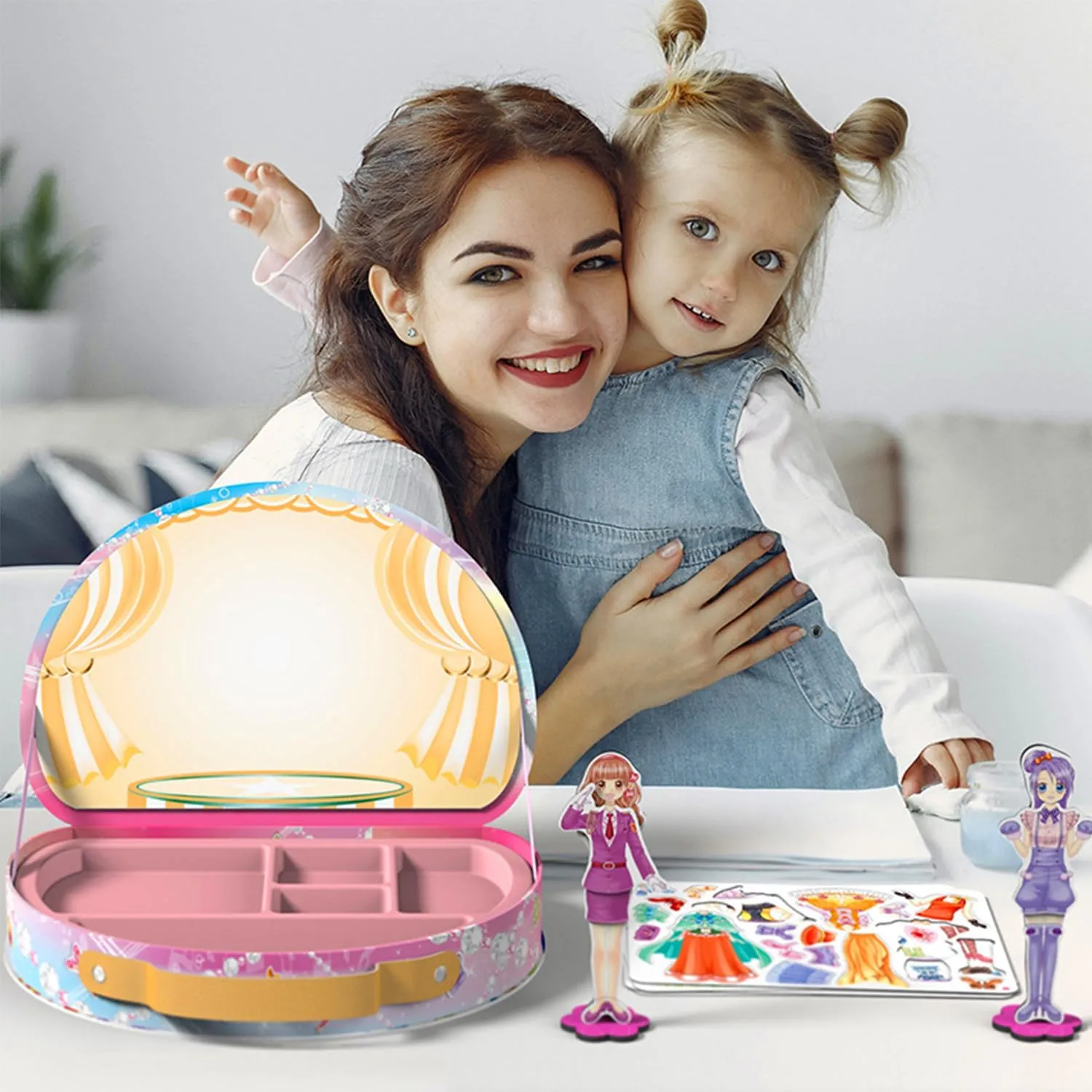 Magnetic Dress Up Paper Doll Pretend Play Game Toys,Dollhouse Magnet People Clothes Puzzles Development for 3  Year Old Girls Toddler,Preschool Learning Created Imagine Birthday Gift (E Set)