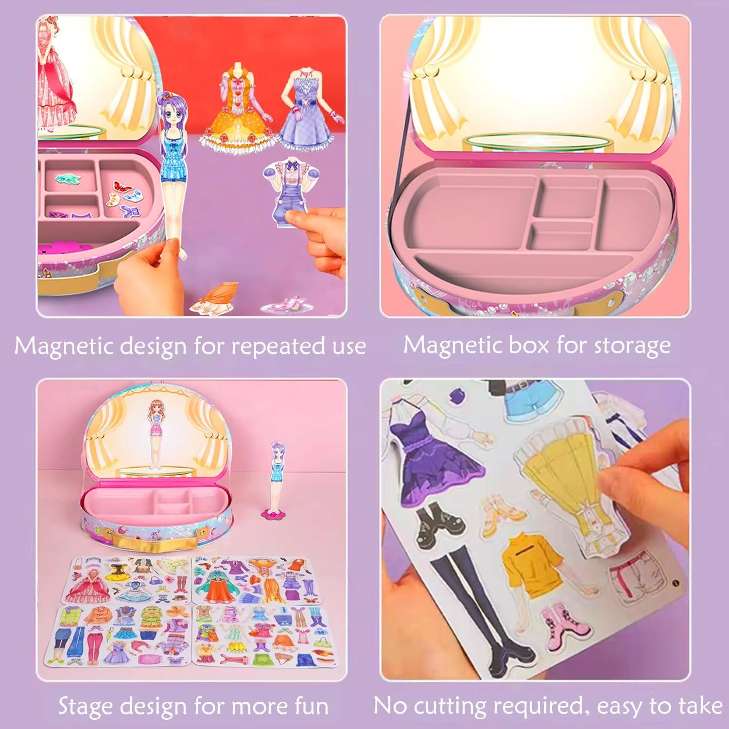 Magnetic Dress Up Paper Doll Pretend Play Game Toys,Dollhouse Magnet People Clothes Puzzles Development for 3  Year Old Girls Toddler,Preschool Learning Created Imagine Birthday Gift (E Set)