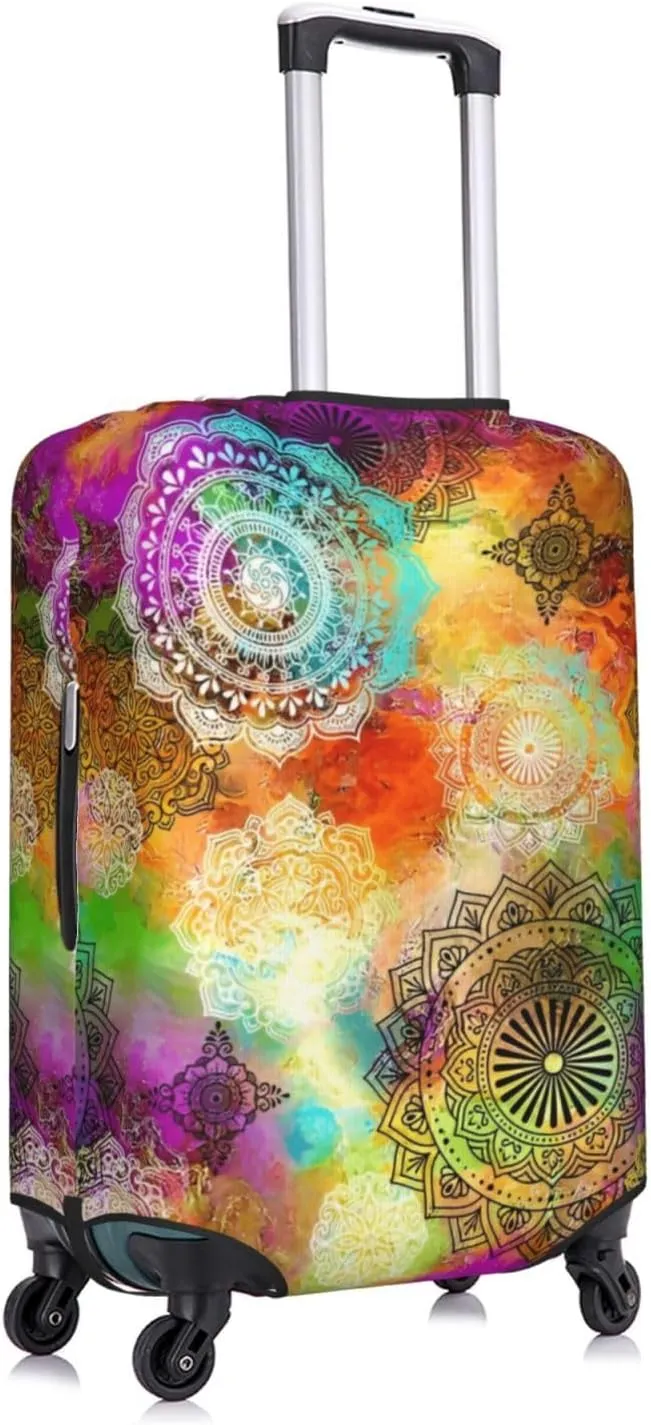 Mandala Abstract Floral Travel Luggage Cover Fits 18-32 Inch Luggage, Stretch Suitcase Cover Protector with Concealed Zipper for Wheeled Suitcase Tsa Approved