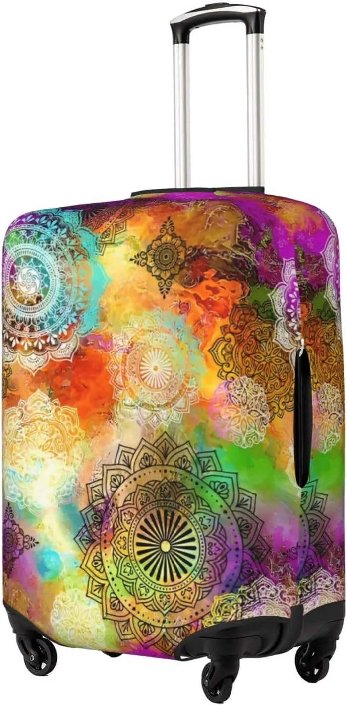 Mandala Abstract Floral Travel Luggage Cover Fits 18-32 Inch Luggage, Stretch Suitcase Cover Protector with Concealed Zipper for Wheeled Suitcase Tsa Approved