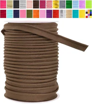 Mandala Crafts Mocha Brown Maxi Piping Bias Tape with Welting Cord - 1/2 Inch Upholstery Piping Trim for Sewing, Cushions, Slipcovers, and DIY Decor - 55 Yards Lip Cord Trim