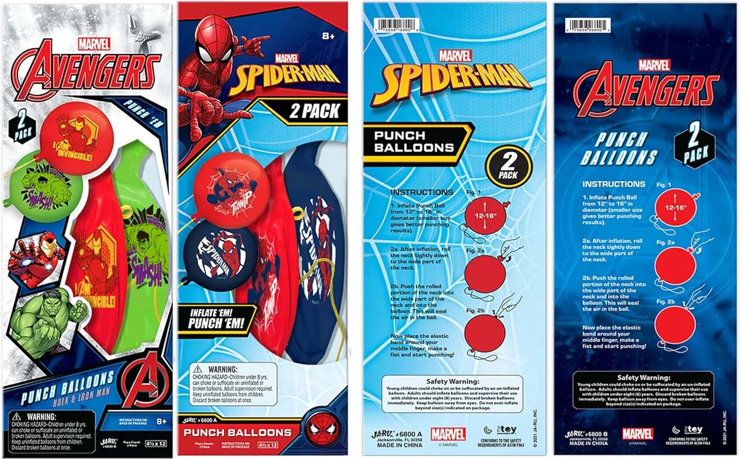 Marvel Avengers Punch Balloon Ball Hulk, Iron Man & Spiderman Fidget Toy Inflatable Big Bounce Ball Stress Relief Punching Bag Toy for Kids & Adults. Games Pop 6800-1