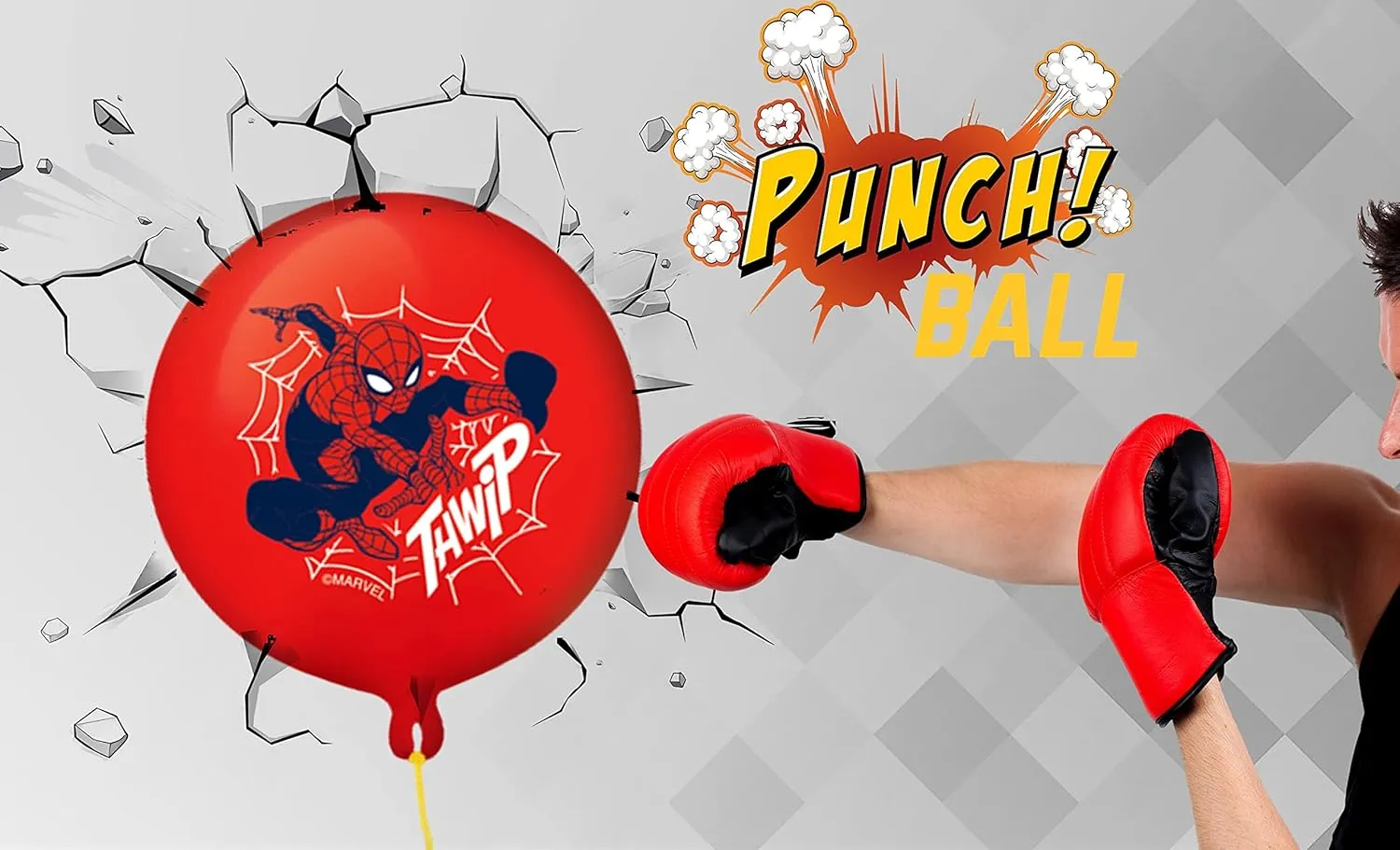 Marvel Avengers Punch Balloon Ball Hulk, Iron Man & Spiderman Fidget Toy Inflatable Big Bounce Ball Stress Relief Punching Bag Toy for Kids & Adults. Games Pop 6800-1