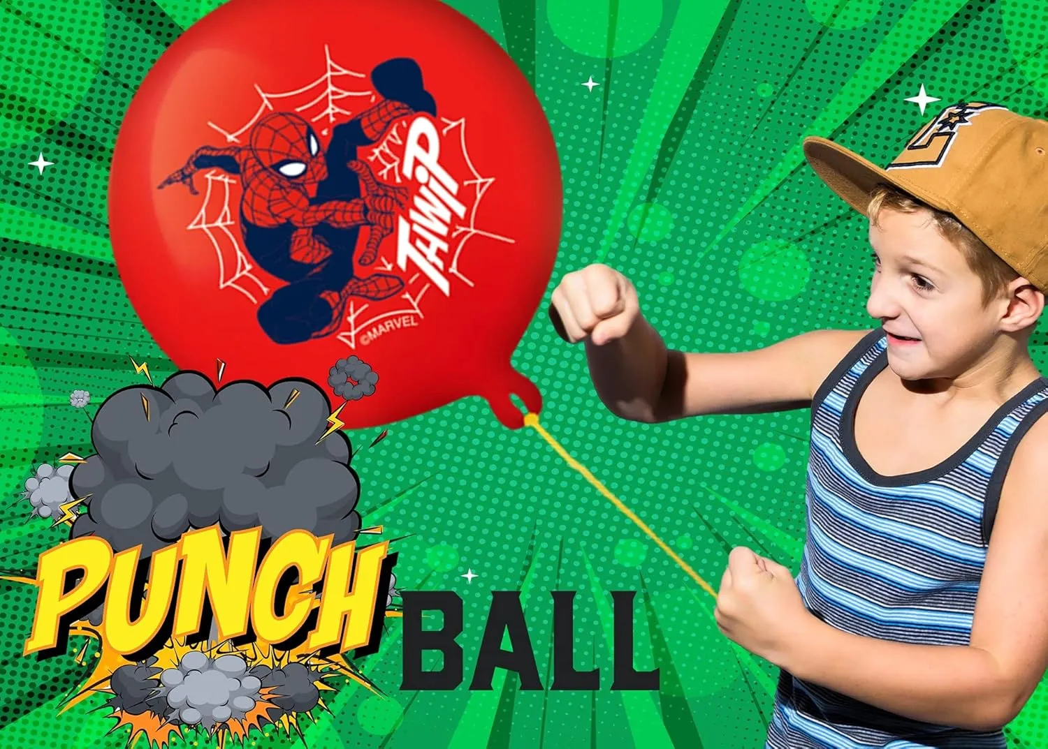 Marvel Avengers Punch Balloon Ball Hulk, Iron Man & Spiderman Fidget Toy Inflatable Big Bounce Ball Stress Relief Punching Bag Toy for Kids & Adults. Games Pop 6800-1