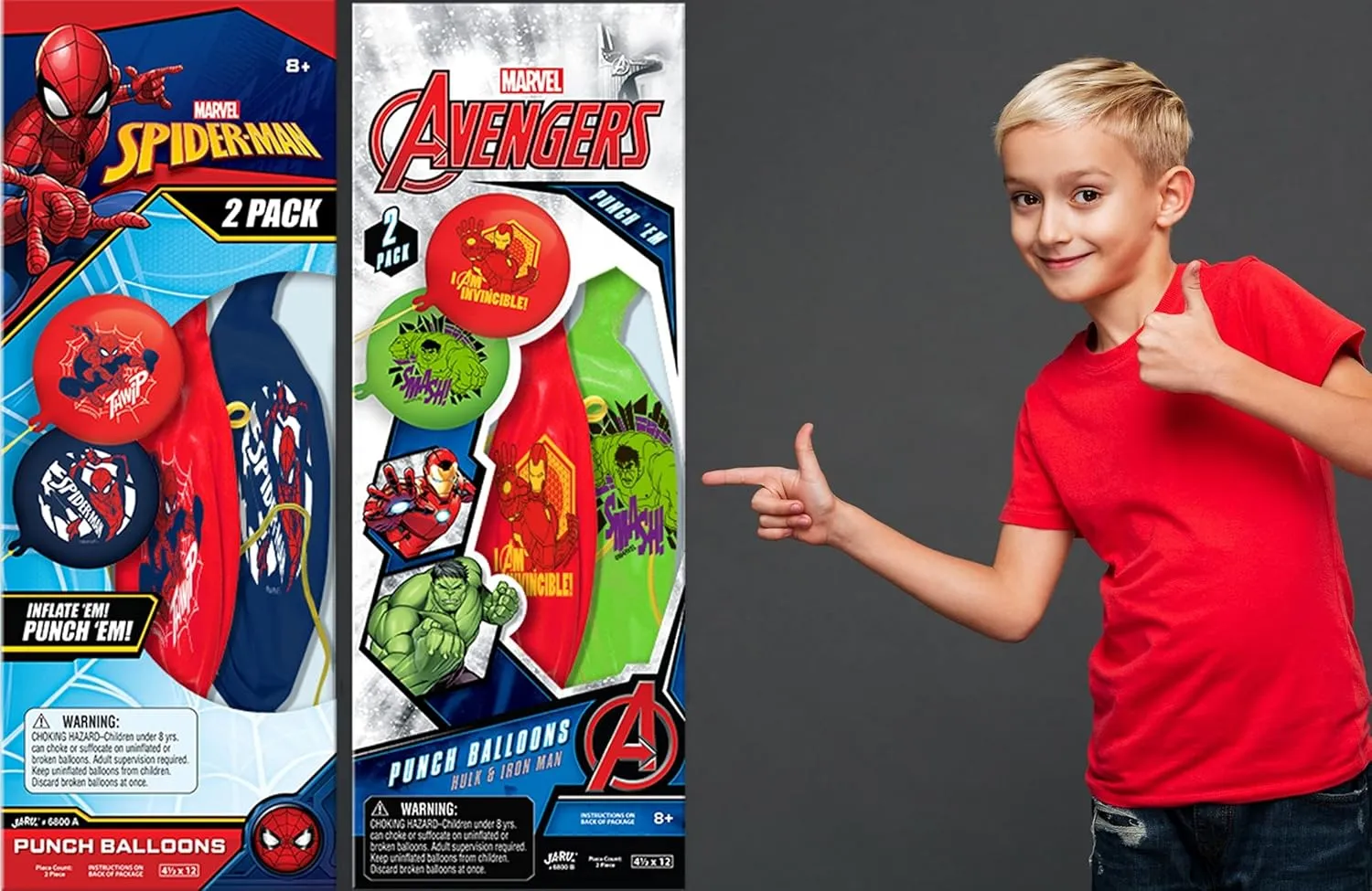 Marvel Avengers Punch Balloon Ball Hulk, Iron Man & Spiderman Fidget Toy Inflatable Big Bounce Ball Stress Relief Punching Bag Toy for Kids & Adults. Games Pop 6800-1