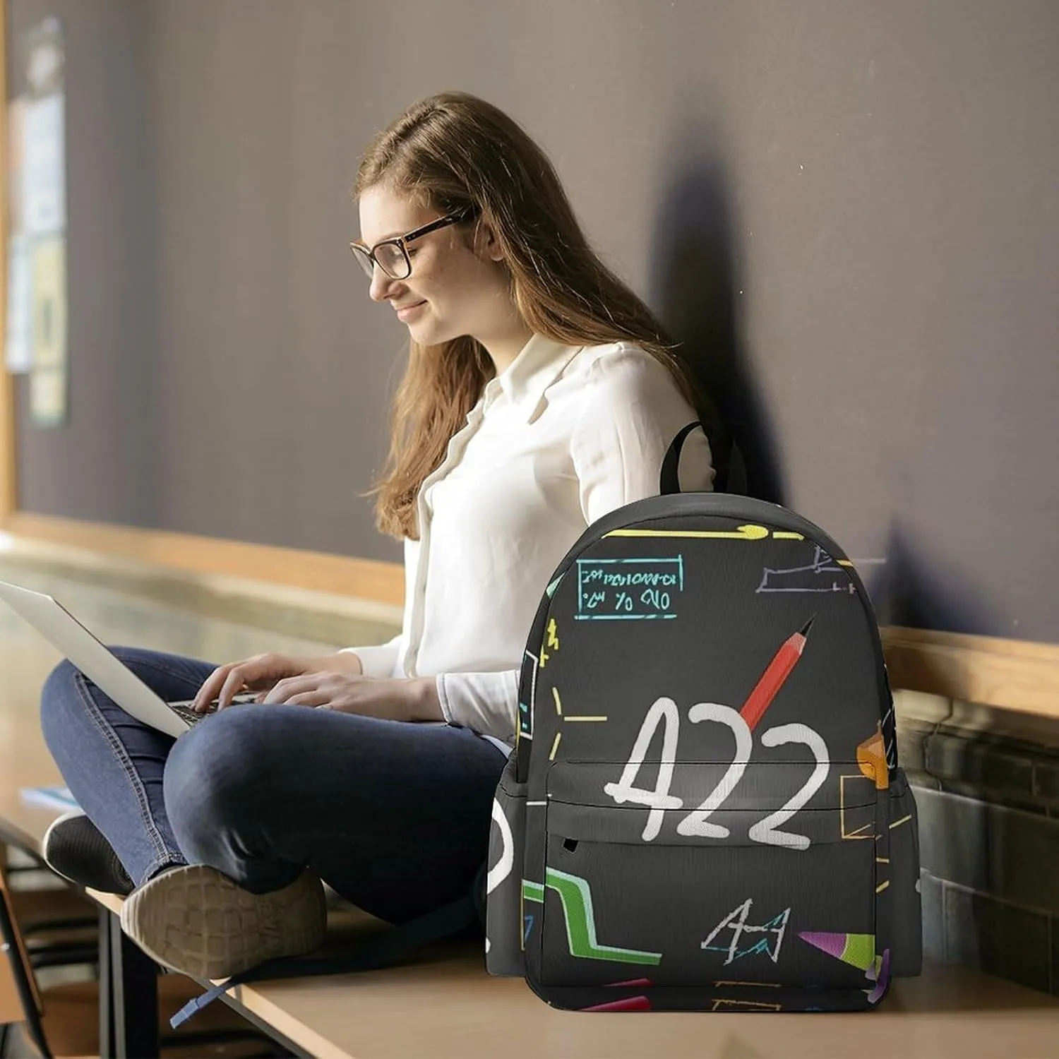 Math Quiz Print Laptop Backpacks Casual Shoulder Bag Travel Daypack Fashion for Men Women
