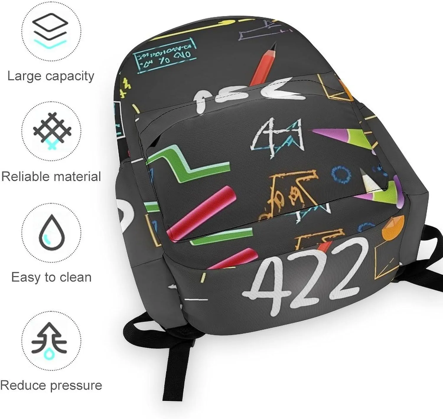 Math Quiz Print Laptop Backpacks Casual Shoulder Bag Travel Daypack Fashion for Men Women