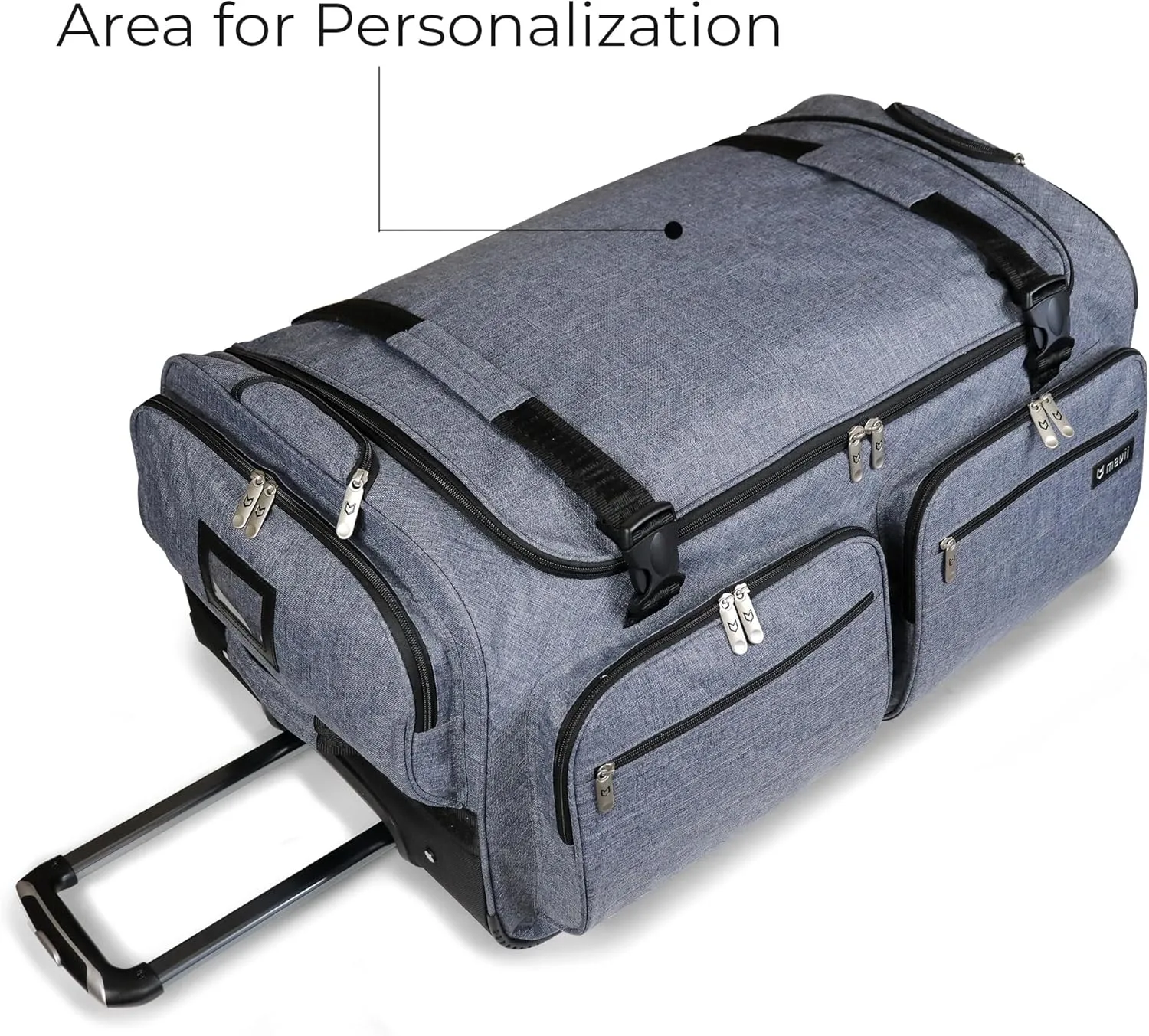 Mavii Deluxe Dance Bag with Garment Rack, 28 Inch Rolling Duffel for Competitions & Travel, Patent-Pending Stability Frames, Lightweight Aluminum Rack, Wheeled Upright Luggage, Heathered Gray