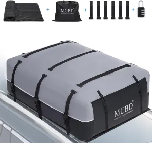 MCBD Rooftop Cargo Carrier Bag, 17 Cubic Feet Waterproof Soft-Shell Car Roof Bag for All Vehicles SUV with/Without Rack, Car Top Luggage Storage Bag