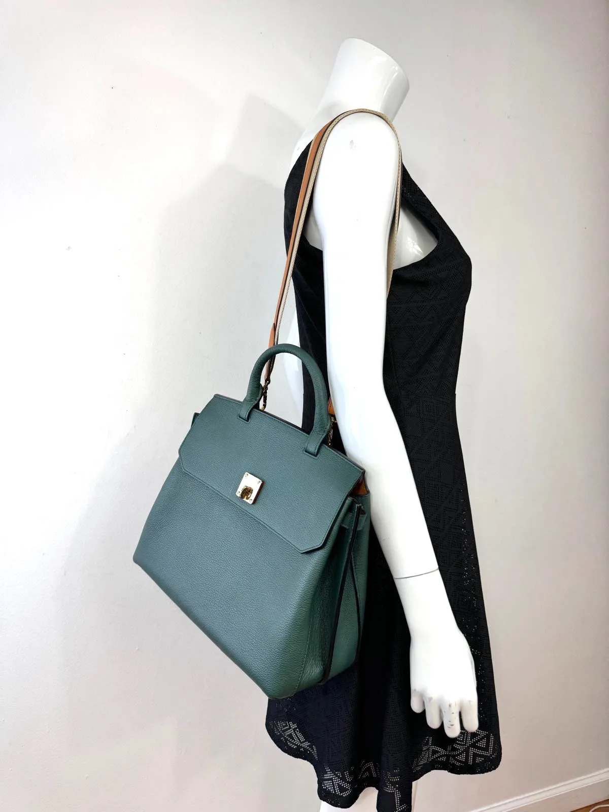 MCM GRAINED CALFSKIN LEATHER LARGE MILLA CONVERTIBLE BACKPACK