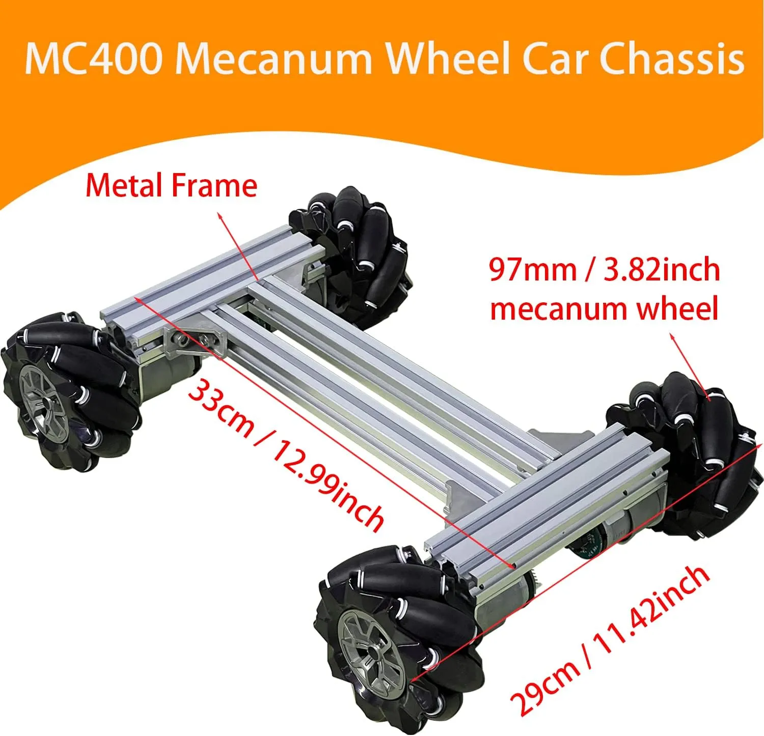 Mecanum Wheel 4wd Metal Robot Car Chassis Remote Control Learning Kit for Arduino Raspberry Pie Microbit with DC Encoder Motor, DIY Steam AGV ROS AI Move Education Platform Robotic Functional Model