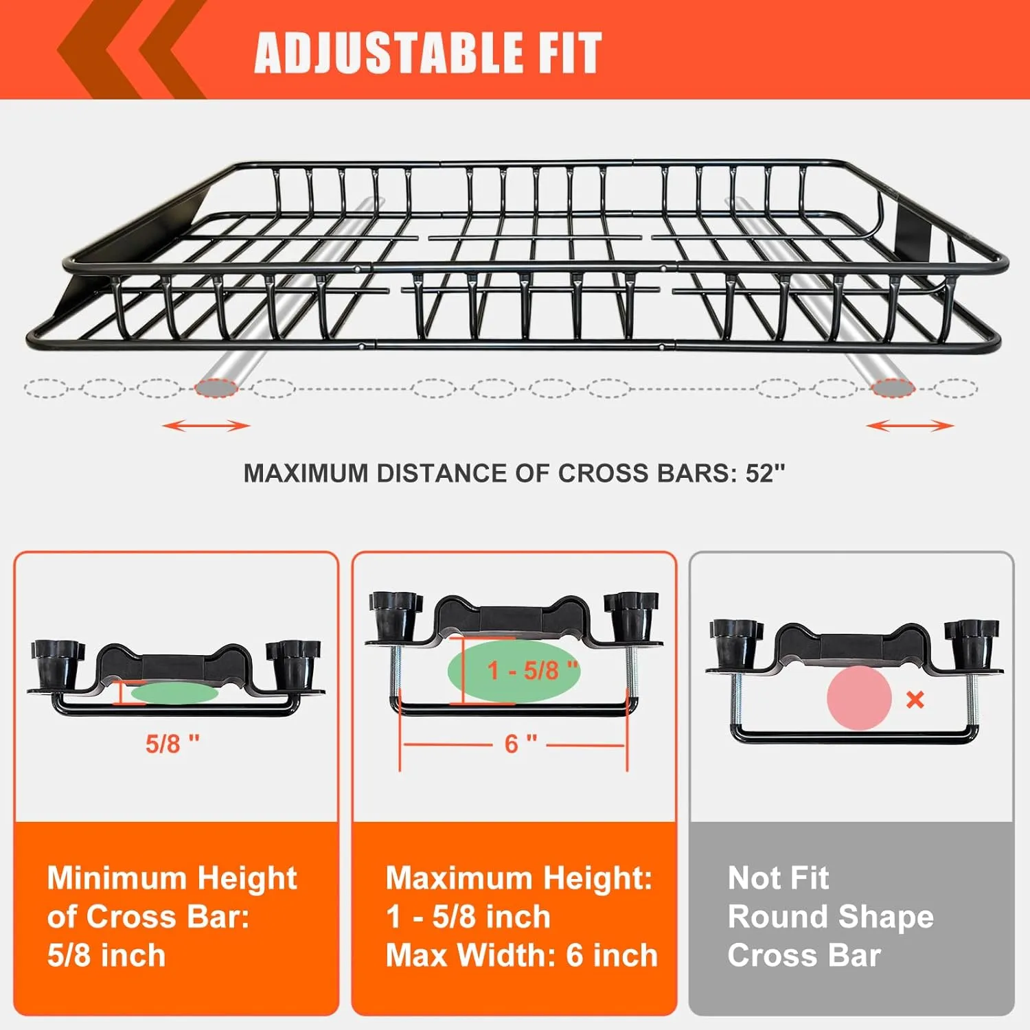 MeeFar Roof Rack Carrier Basket Universal Rooftop 65" X 39" X 6" Large Size Roof Rack   Waterproof Bag 20 Cubic Feet (51" 40" 17"), and Cargo Net with Attachment Hooks, Ratchet Straps