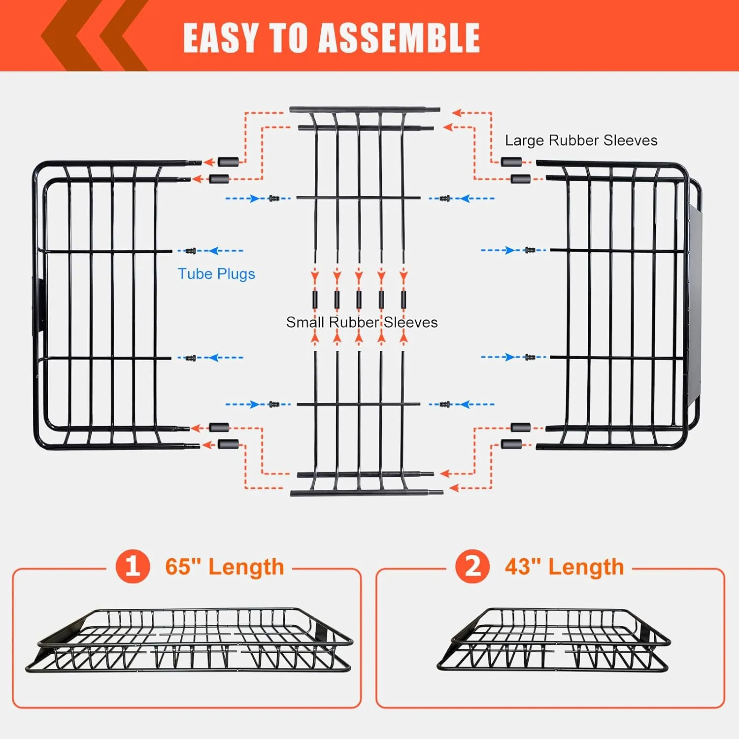 MeeFar Roof Rack Carrier Basket Universal Rooftop 65" X 39" X 6" Large Size Roof Rack   Waterproof Bag 20 Cubic Feet (51" 40" 17"), and Cargo Net with Attachment Hooks, Ratchet Straps