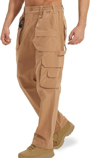 Men Outdoor Cargo Pant Lightweight Tactical Pants Hiking Camping Travel Fish Jogger Classic Fit with Multi Pockets