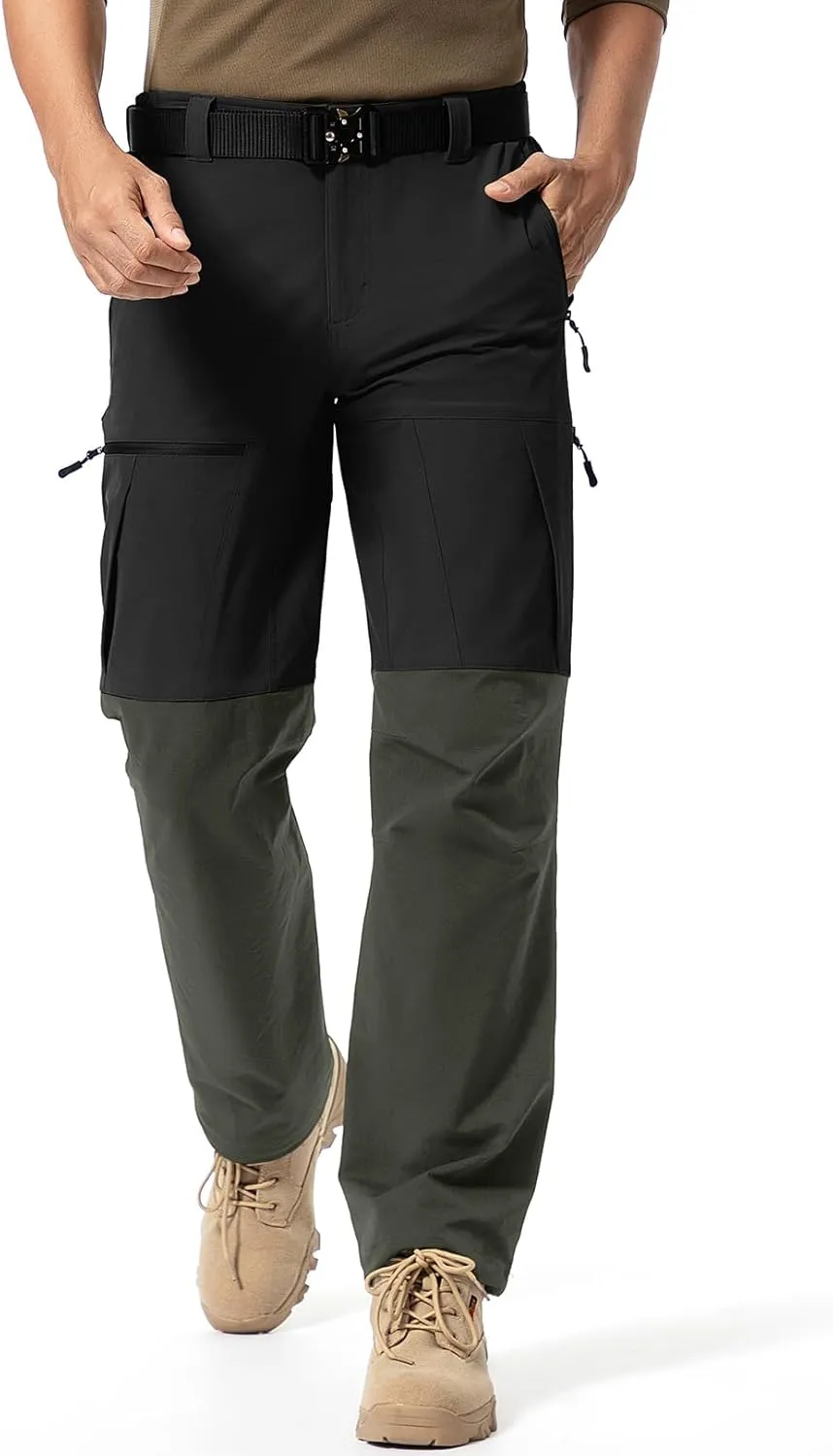 Mens Cargo Safari Hiking Pants Lightweight Waterproof Quick Dry Tactical Nylon Stretch Pants