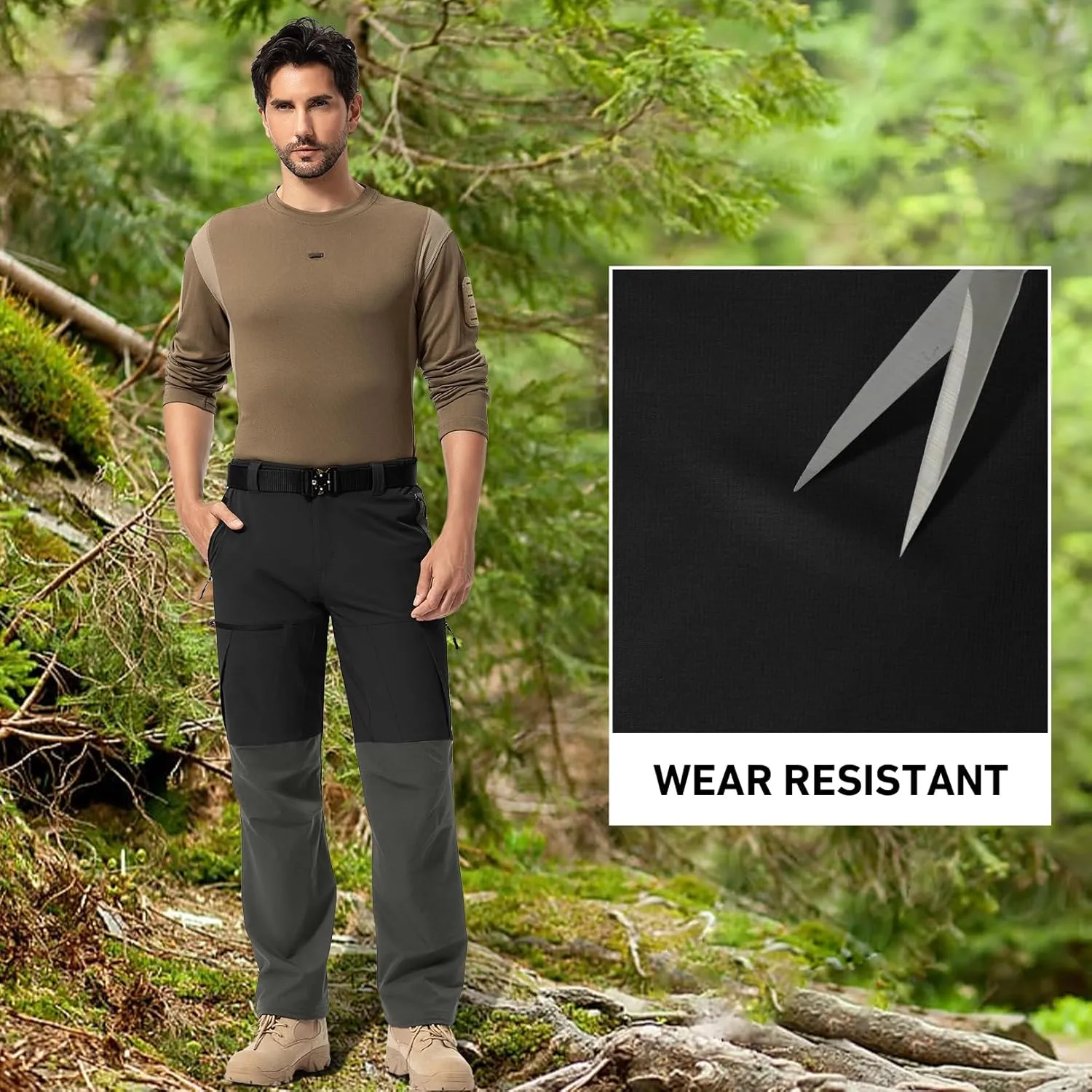 Mens Cargo Safari Hiking Pants Lightweight Waterproof Quick Dry Tactical Nylon Stretch Pants