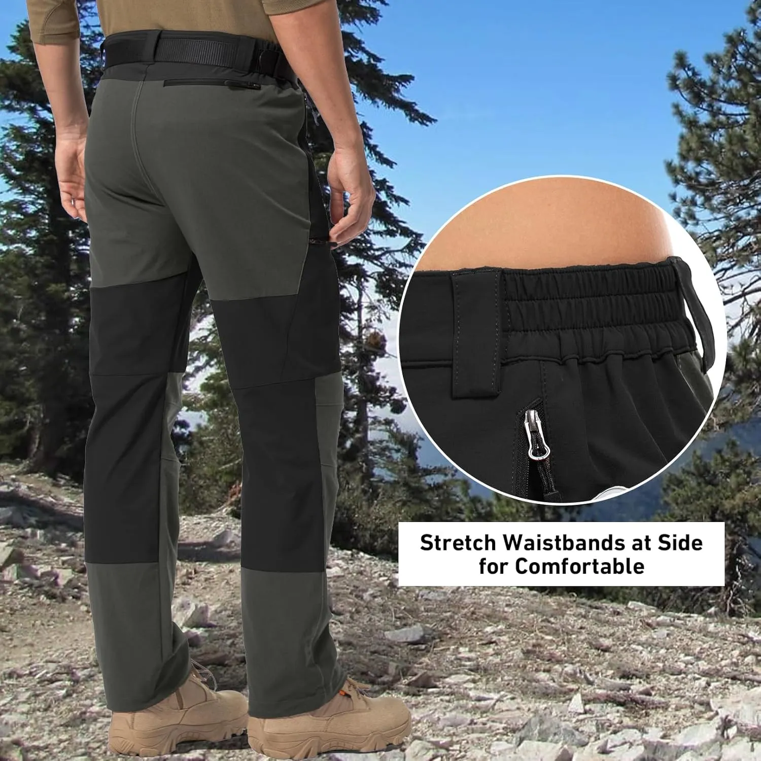 Mens Cargo Safari Hiking Pants Lightweight Waterproof Quick Dry Tactical Nylon Stretch Pants