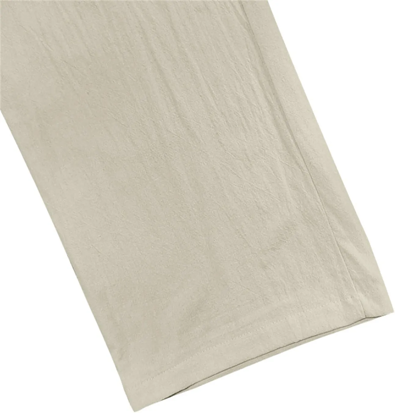 Men's Casual Linen Pants Loose Fit Elastic Waist Drawstring Beach Summer Pant Lightweight Cotton Trousers with Pocket