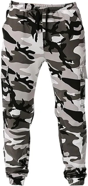 Men's Casual Sweatpants Overalls Elastic Waist Drawstring Multi Pocket Pants Hiking Pants Cotton Twill Pants
