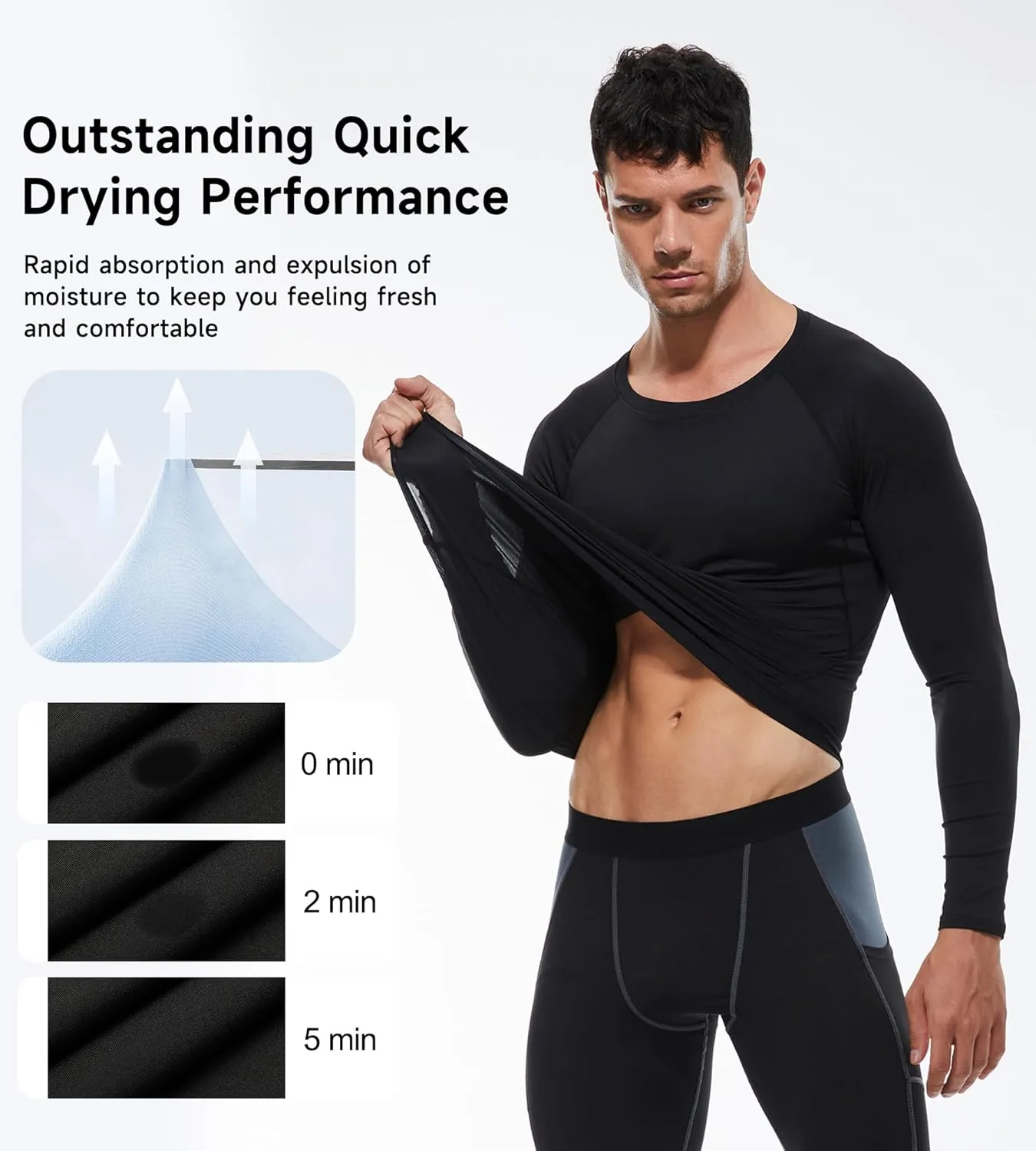 Men's Compression Shirts Long Sleeve Athletic Workout T-Shirt Running Cool Dry Tops Active Base Layer Undershirts