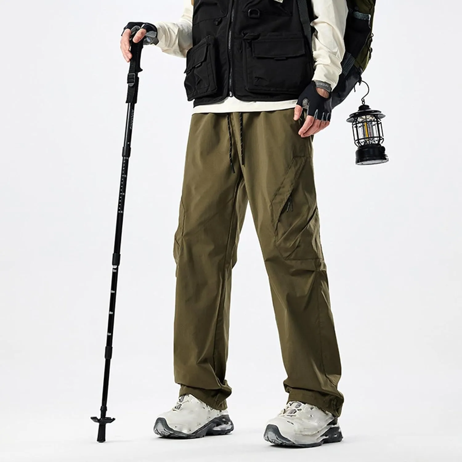 Mens Hiking Pants Lightweight Quick Dry Waterproof Cargo Pant Casual with Adjustable Drawstring Multi Pockets Outdoor