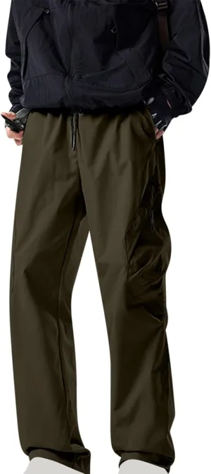 Mens Hiking Pants Lightweight Quick Dry Waterproof Cargo Pant Casual with Adjustable Drawstring Multi Pockets Outdoor
