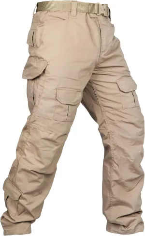 Men's Hiking Pants Water Resistant Tactical Pants Breathable Ripstop Work Cargo Pants with 10 Pockets Khaki 42
