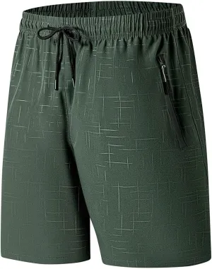 Men's Ice Silk Shorts Quick Dry with Pockets Athletic Workout Casual Breathable Lightweight Outdoor Beach Trunks