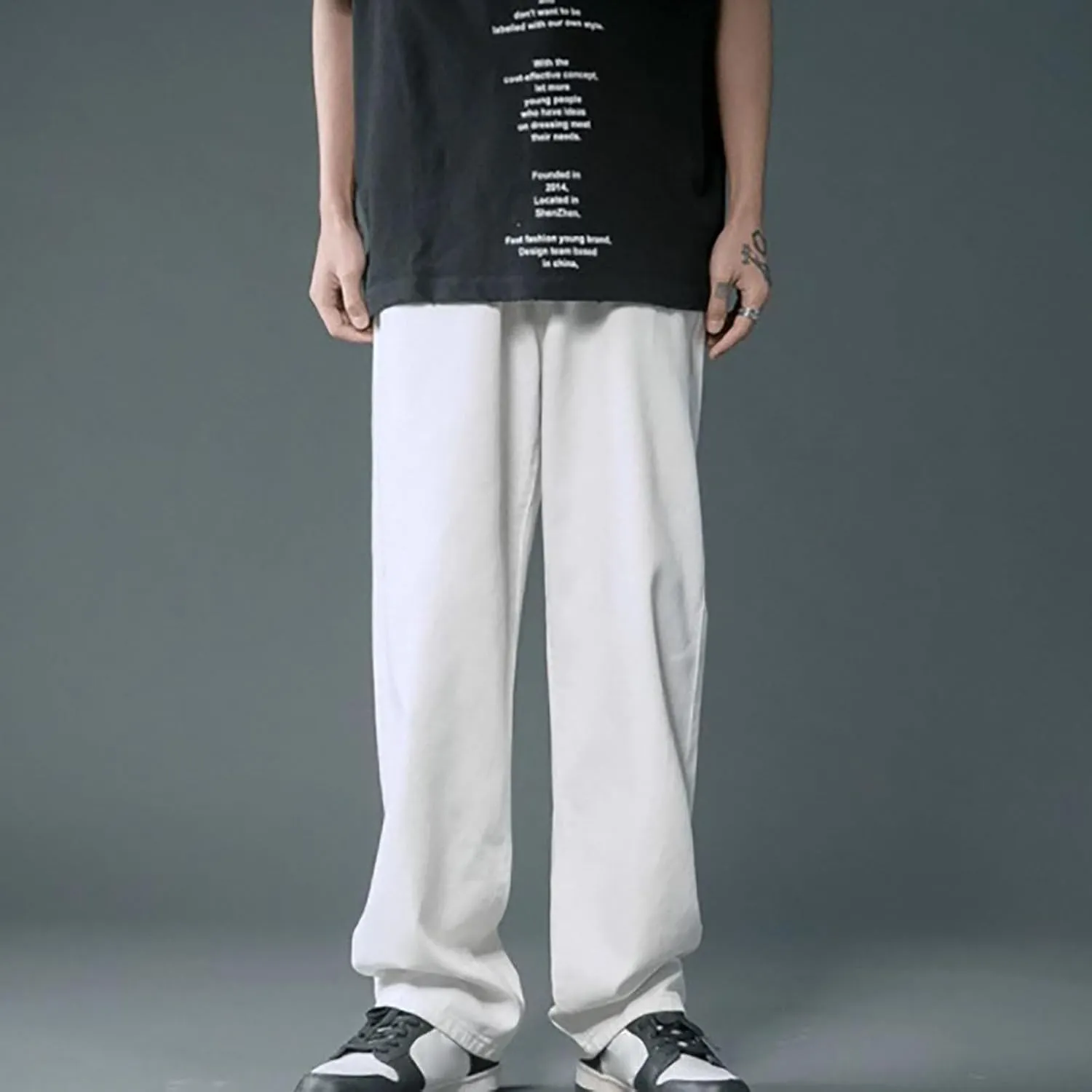 Mens Loose Fit Jeans Y2k Hip Hop Straight Leg Jean Baggy Streetwear Wide Leg Denim Pants Casual Low Rise Trousers