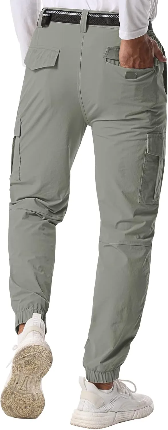 Mens Pants Joggers Stretch Cargo Pants Slim fit 6 Pockets Waterproof Fishing Quick-Dry Work Pant