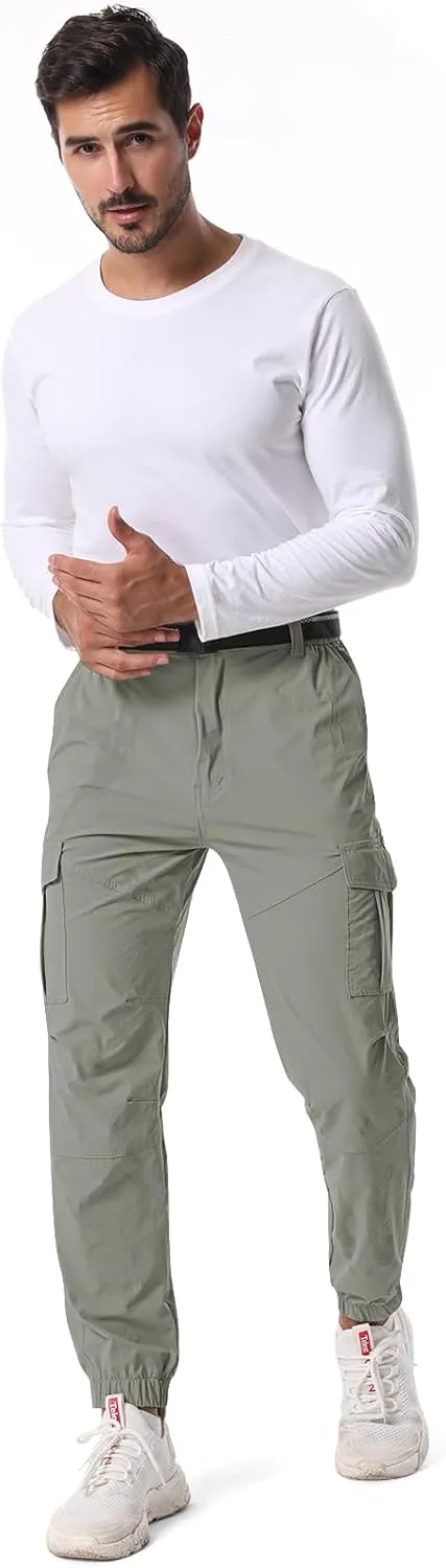 Mens Pants Joggers Stretch Cargo Pants Slim fit 6 Pockets Waterproof Fishing Quick-Dry Work Pant