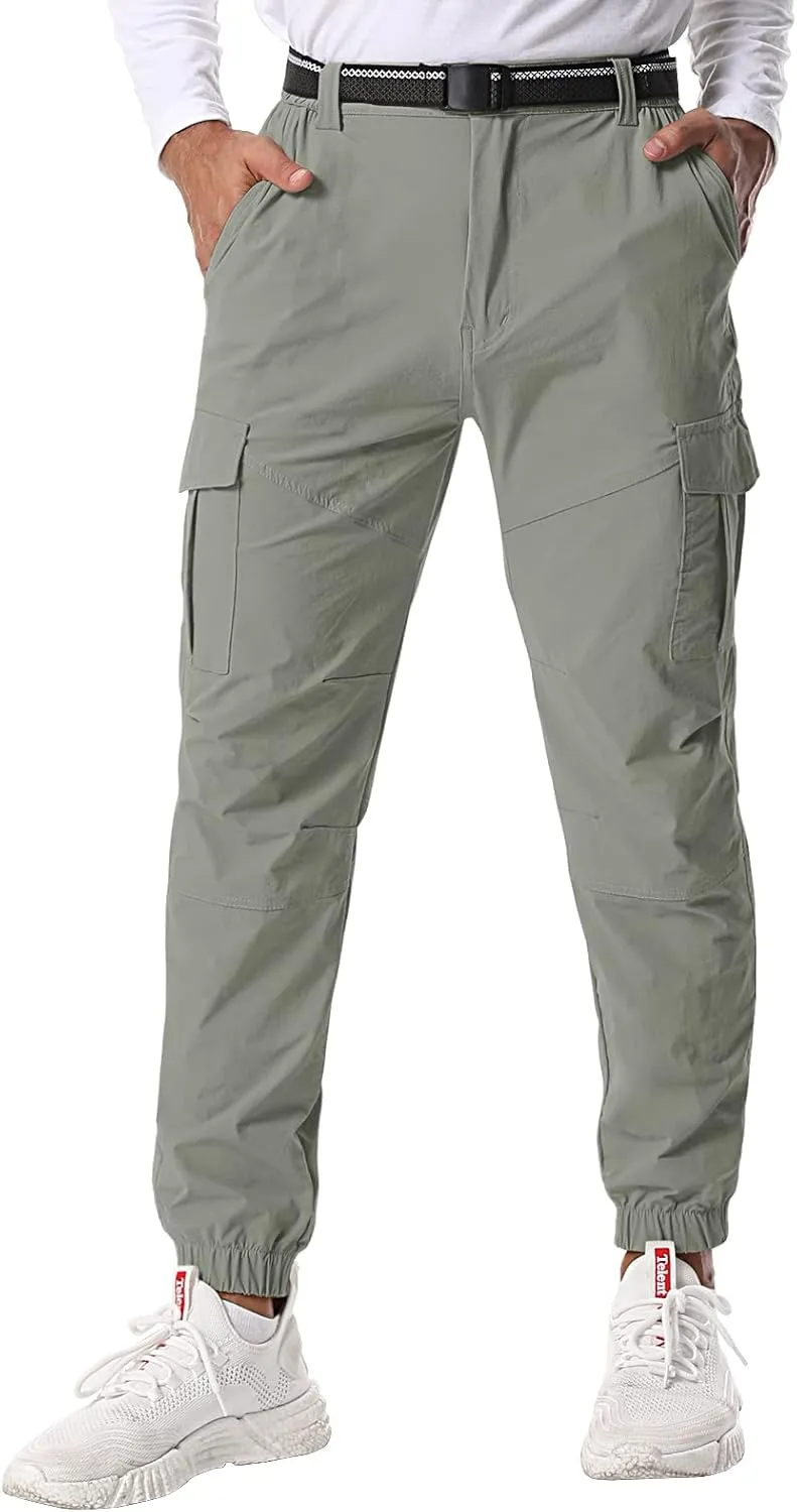Mens Pants Joggers Stretch Cargo Pants Slim fit 6 Pockets Waterproof Fishing Quick-Dry Work Pant