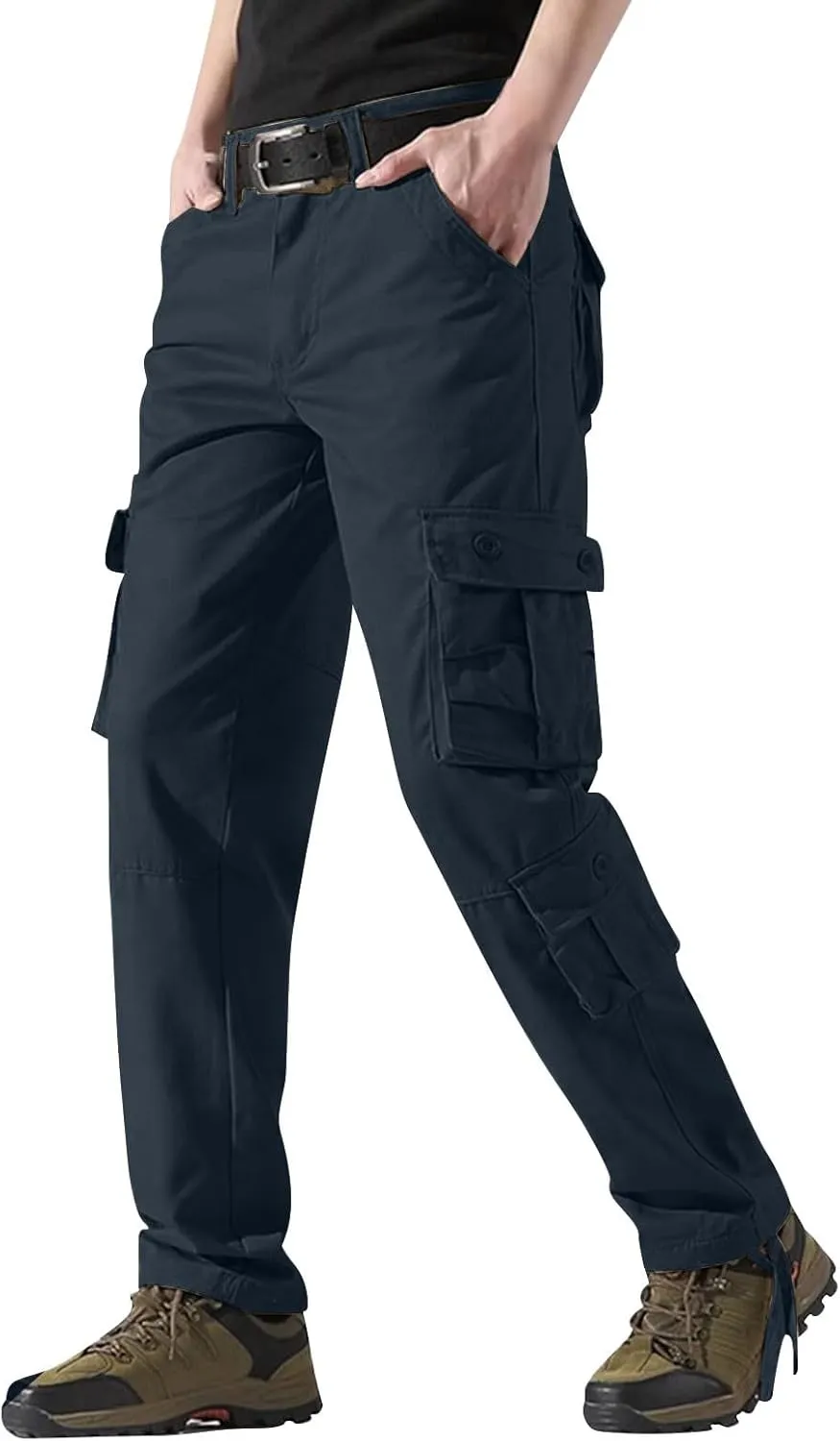 Mens Relaxed Fit Straight Leg Outdoor Work Pants Big and Tall Cargo Pants with Pockets Regular Fit Casual Hiking Pant