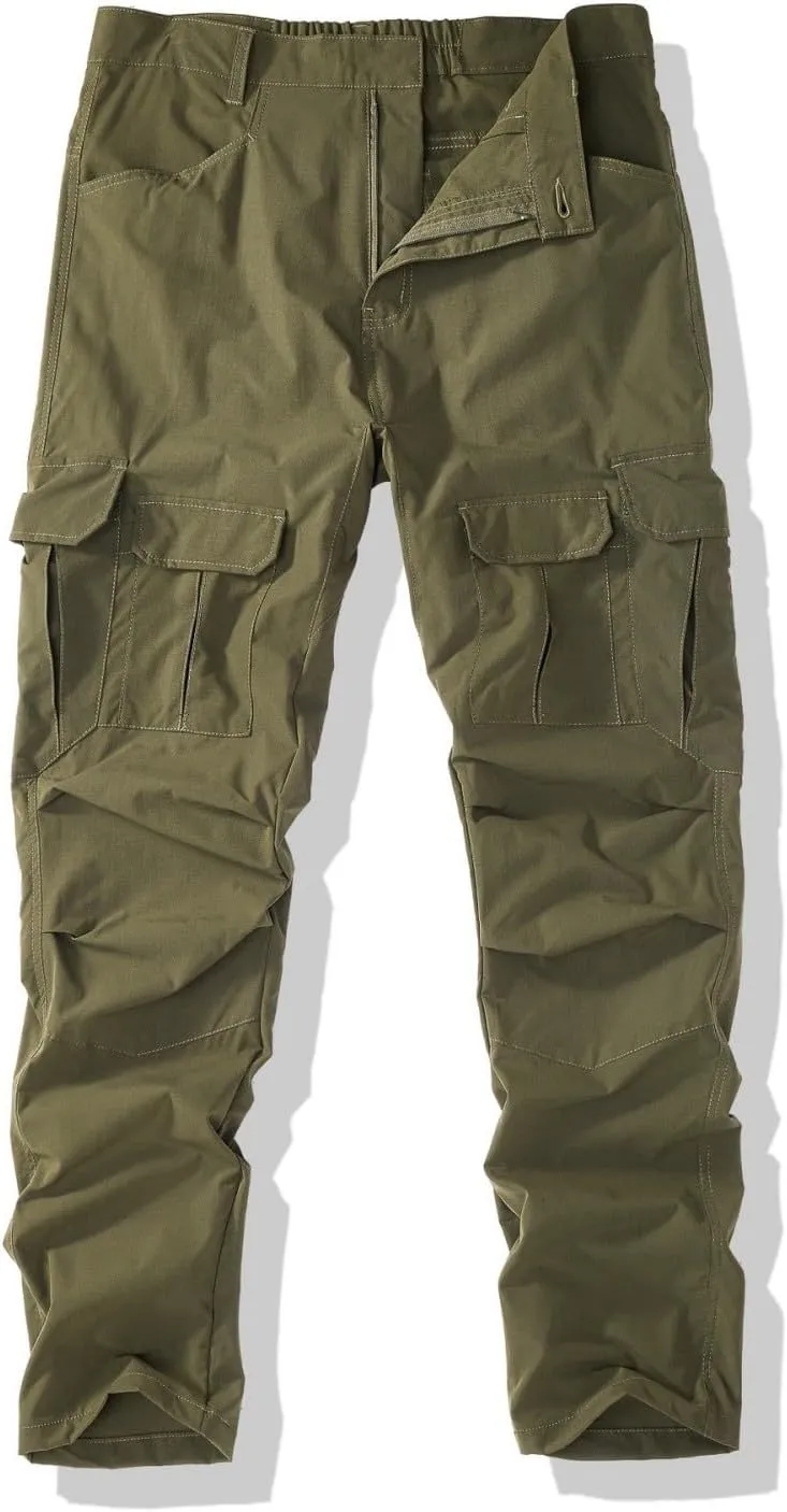 Mens Tactical Work Cargo Pants Waterproof Ripstop Stretch Quick Dry Pants Relaxed Fit Utility Outdoor Apparel