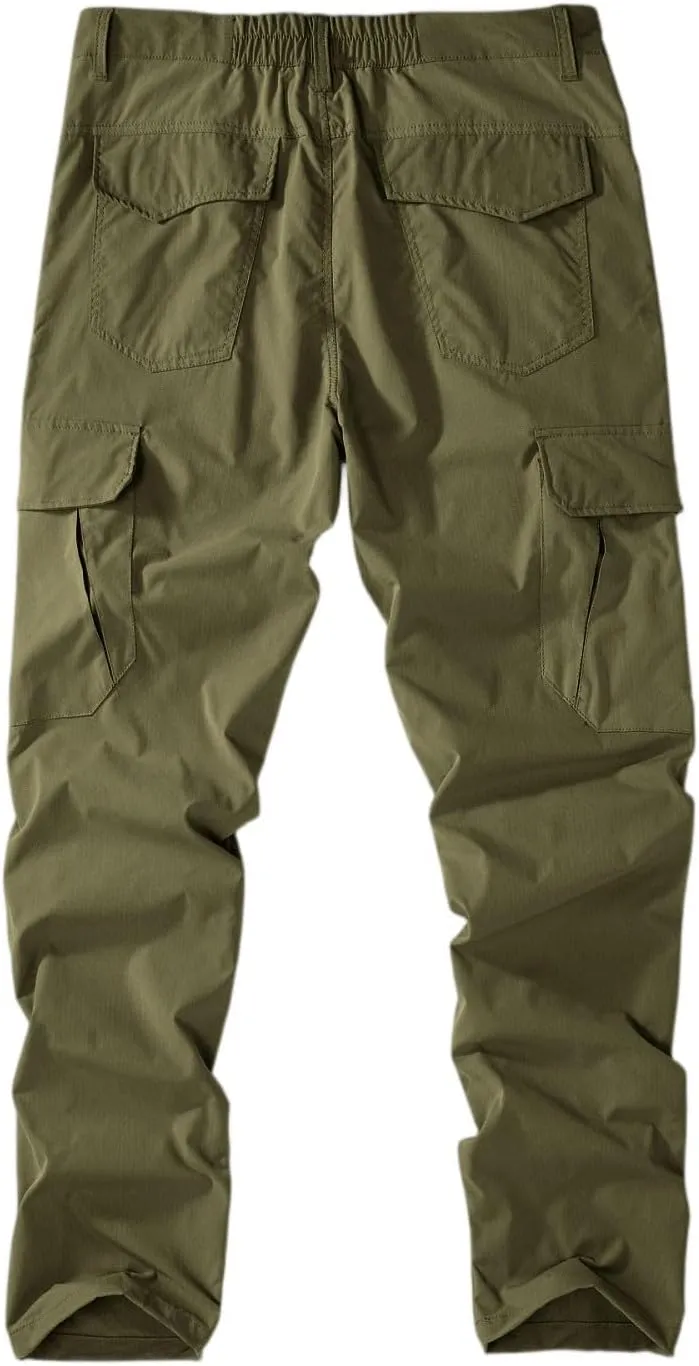 Mens Tactical Work Cargo Pants Waterproof Ripstop Stretch Quick Dry Pants Relaxed Fit Utility Outdoor Apparel