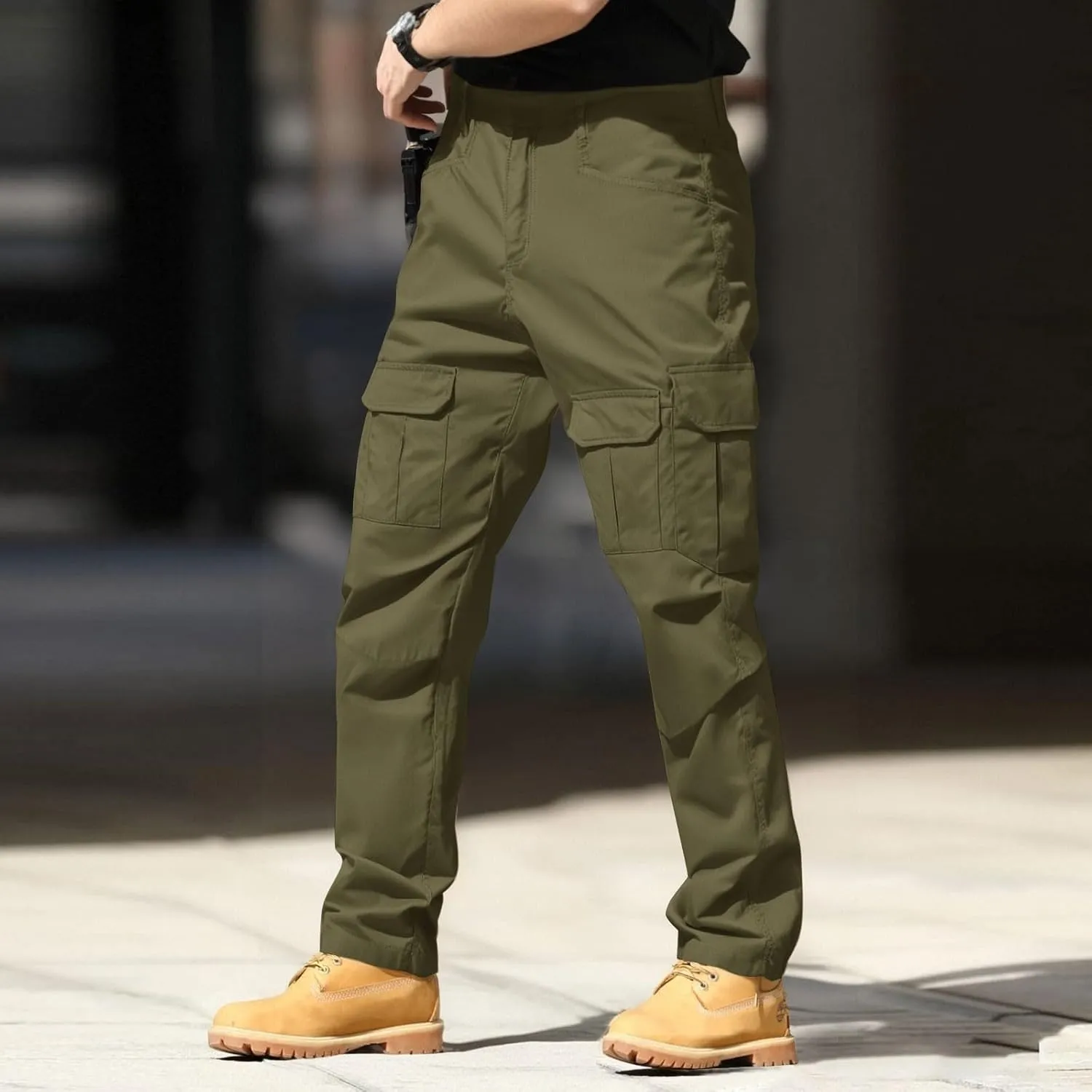 Mens Tactical Work Cargo Pants Waterproof Ripstop Stretch Quick Dry Pants Relaxed Fit Utility Outdoor Apparel