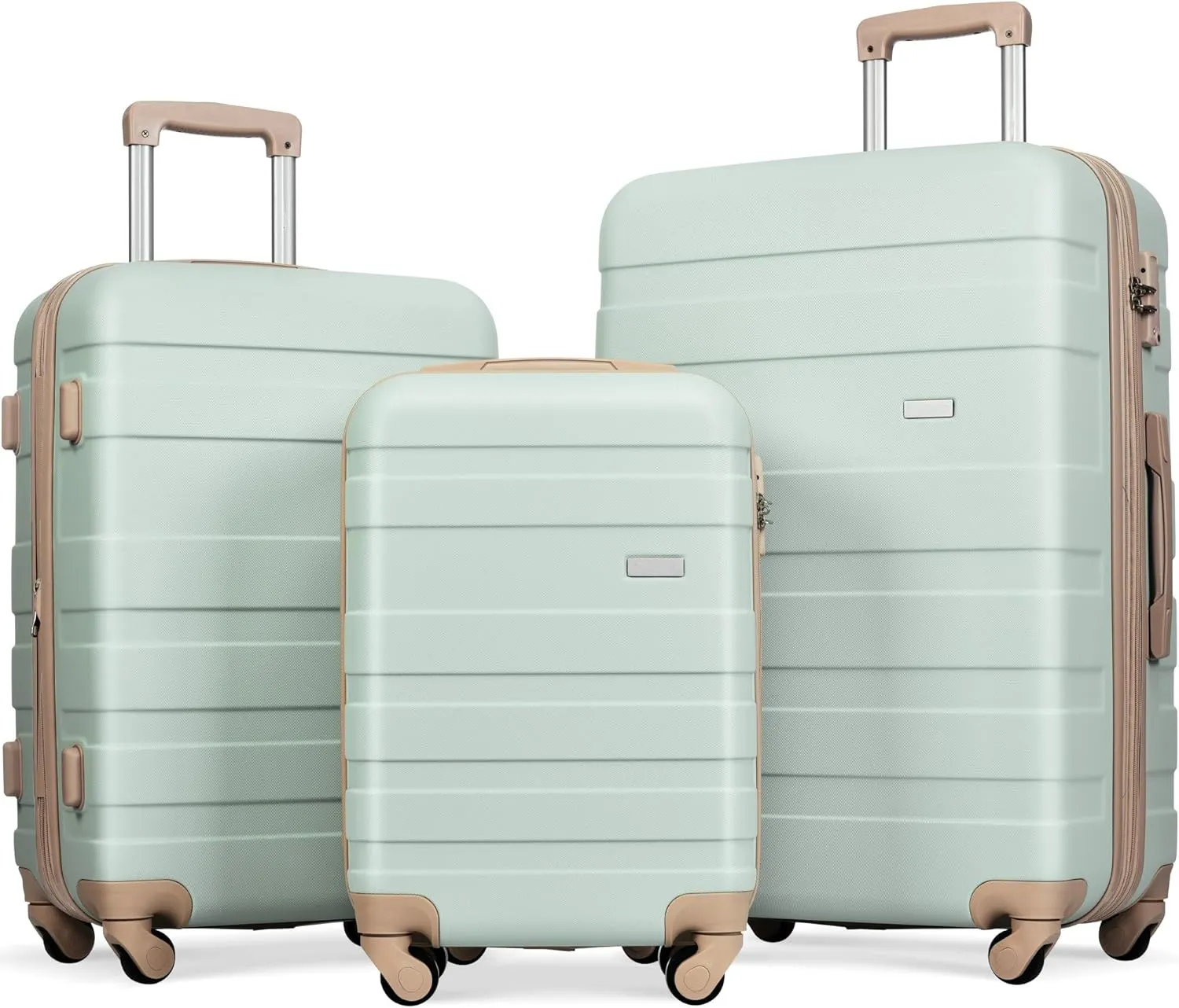 Merax Luggage Sets Expandable ABS Hardshell 3 Piece Suitcase with Spinner Wheels & TSA Lock, Lightweight Durable Travel Luggage 20''/24''/28'' for Airline Carry-On (Grey Green, 20'' 24'' 28'')