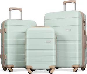 Merax Luggage Sets Expandable ABS Hardshell 3 Piece Suitcase with Spinner Wheels & TSA Lock, Lightweight Durable Travel Luggage 20''/24''/28'' for Airline Carry-On (Grey Green, 20'' 24'' 28'')