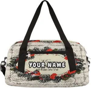 Merry Christmas Personalized Kids Duffel Bag for Girls Boys, Christmas Debris Custom Name Dance Bag Overnight Small Duffel Bag Carry On Weekend Sports Travel Bag for School Practice Gymnastics Ballet