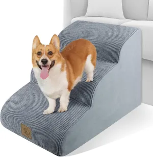 Mestuel Dog Stairs for Small Dogs, Pet Stairs for Couch Bed Sofa, Dog Steps Ramp Indoor with High Density Foam &Nonslip Bottom, Pet Stairs Hold up to 60 lbs, Gray