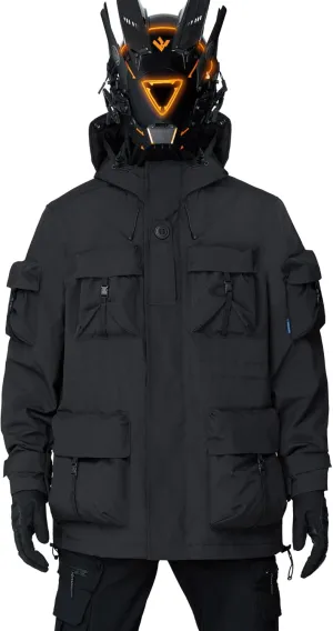 MFCT Men's Techwear Waterproof Windbreaker with Funnel Hoodie