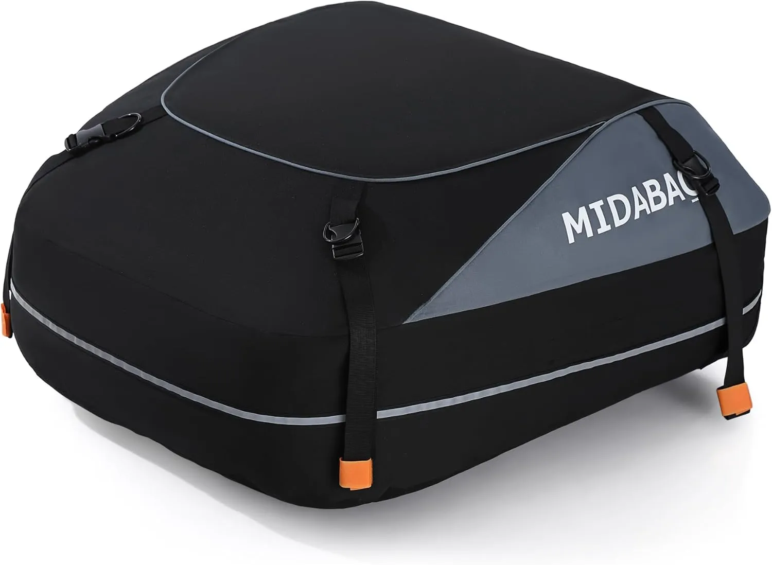 MIDABAO 15 Cubic Waterproof Duty Car Top Carrier - Zippers Coated, Includes Anti-Slip Mat - For Vehicles With or Without Racks