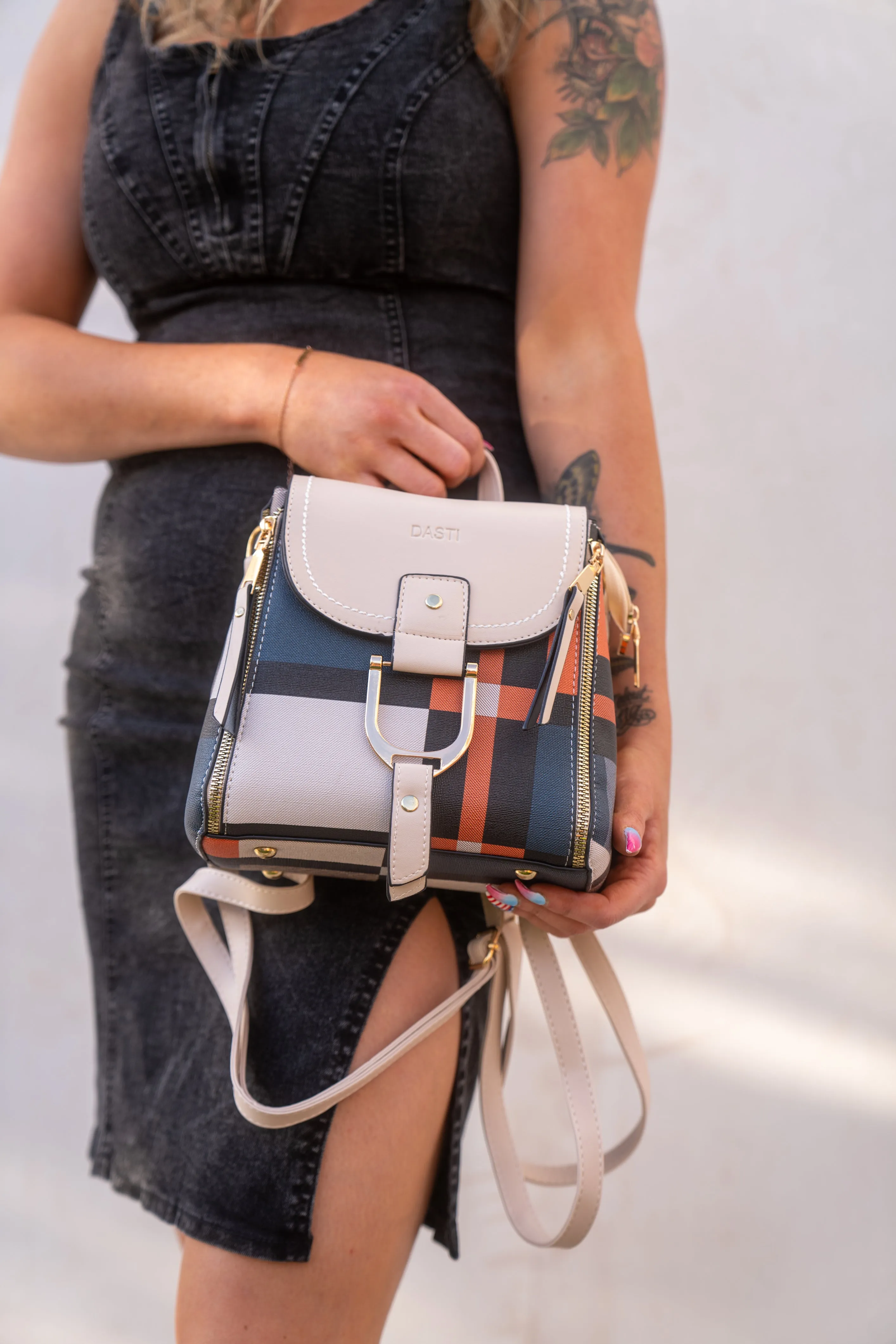 Mini Convertible Backpack Small Purse for Women Dasti (Beige)