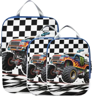 MNSRUU Compression Packing Cubes for Suitcases 3 Set, Car Travel Luggage Organiser Portable Toiletry Storage Bags for Clothes Shoes Home Storage